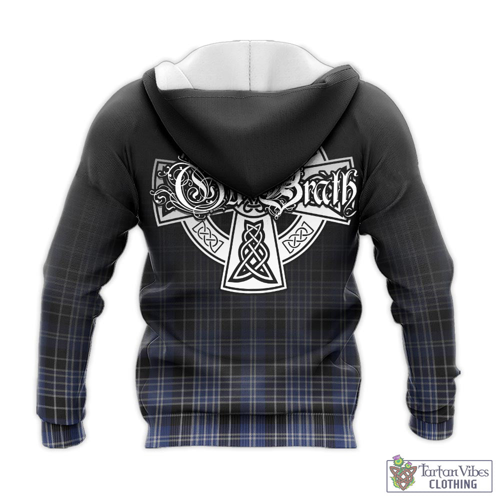 Tartan Vibes Clothing Clark (Lion) Tartan Knitted Hoodie Featuring Alba Gu Brath Family Crest Celtic Inspired