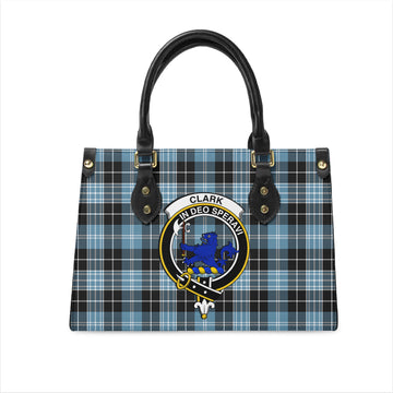 Clark (Lion) Ancient Tartan Leather Bag with Family Crest