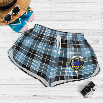 Clark (Lion) Ancient Tartan Womens Shorts with Family Crest