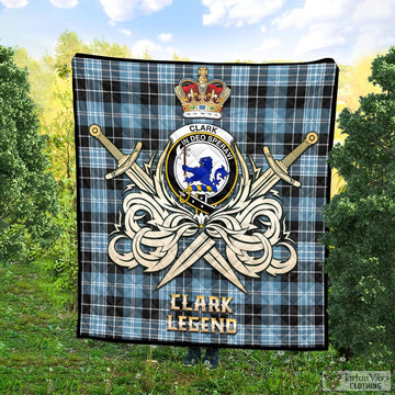 Clark (Lion) Ancient Tartan Quilt with Clan Crest and the Golden Sword of Courageous Legacy