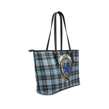 Clark (Lion) Ancient Tartan Leather Tote Bag with Family Crest