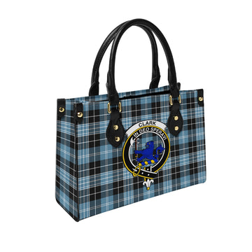 Clark (Lion) Ancient Tartan Leather Bag with Family Crest