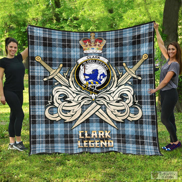 Clark (Lion) Ancient Tartan Quilt with Clan Crest and the Golden Sword of Courageous Legacy