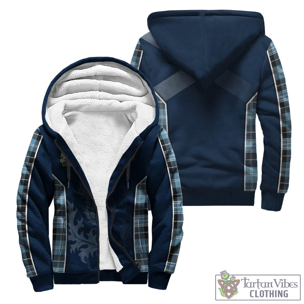 Tartan Vibes Clothing Clark (Lion) Ancient Tartan Sherpa Hoodie with Family Crest and Scottish Thistle Vibes Sport Style