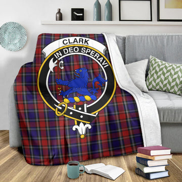 Clark (Lion) Red Tartan Blanket with Family Crest