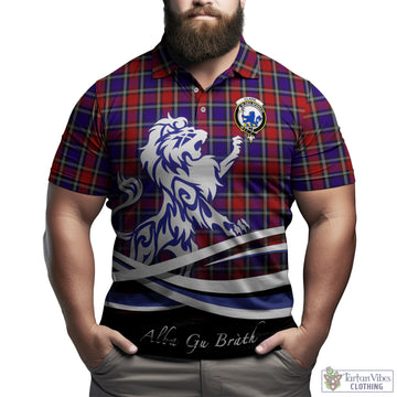 Clark (Lion) Red Tartan Polo Shirt with Alba Gu Brath Regal Lion Emblem