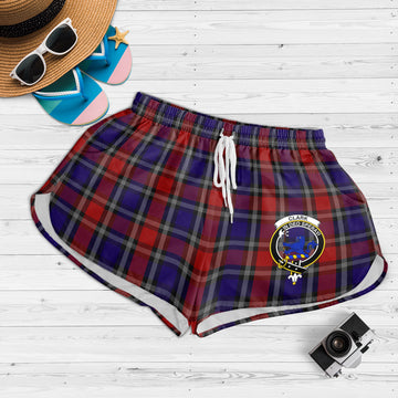 Clark (Lion) Red Tartan Womens Shorts with Family Crest