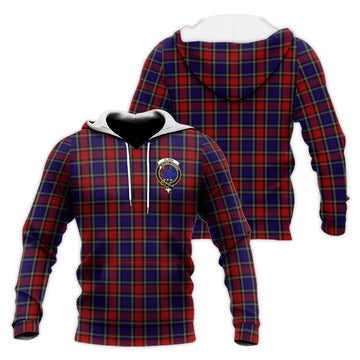 Clark (Lion) Red Tartan Knitted Hoodie with Family Crest
