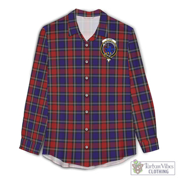 Clark (Lion) Red Tartan Womens Casual Shirt with Family Crest