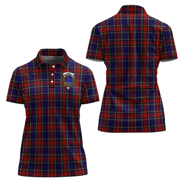 Clark (Lion) Red Tartan Polo Shirt with Family Crest For Women