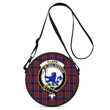 Clark (Lion) Red Tartan Round Satchel Bags with Family Crest