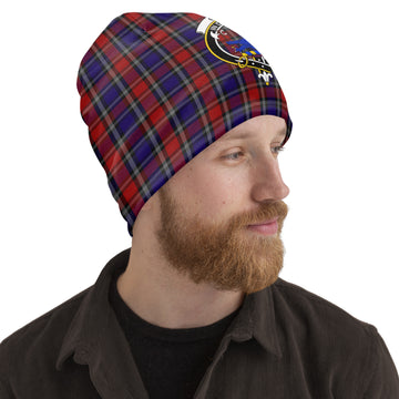 Clark (Lion) Red Tartan Beanies Hat with Family Crest