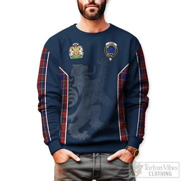 Clark (Lion) Red Tartan Sweater with Family Crest and Lion Rampant Vibes Sport Style