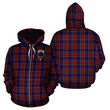 Clark (Lion) Red Tartan Hoodie with Family Crest