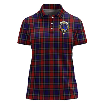 Clark (Lion) Red Tartan Polo Shirt with Family Crest For Women