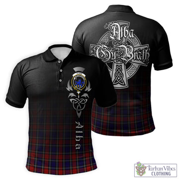 Clark (Lion) Red Tartan Polo Shirt Featuring Alba Gu Brath Family Crest Celtic Inspired