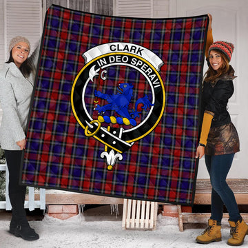 Clark (Lion) Red Tartan Quilt with Family Crest