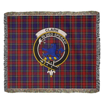 Clark (Lion) Red Tartan Woven Blanket with Family Crest