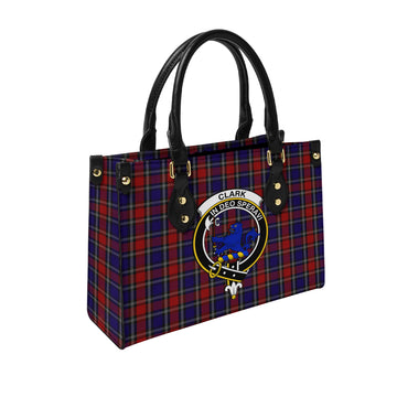 Clark (Lion) Red Tartan Leather Bag with Family Crest