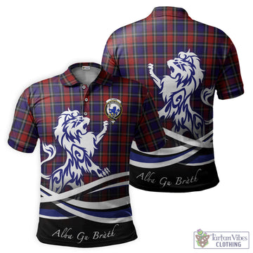 Clark (Lion) Red Tartan Polo Shirt with Alba Gu Brath Regal Lion Emblem
