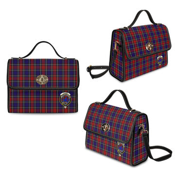 Clark (Lion) Red Tartan Waterproof Canvas Bag with Family Crest
