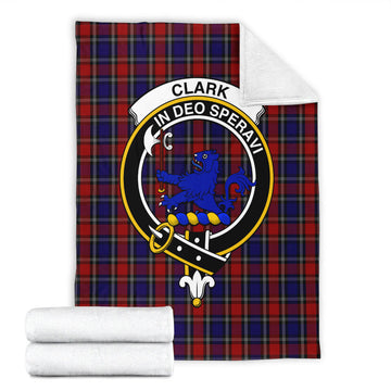 Clark (Lion) Red Tartan Blanket with Family Crest