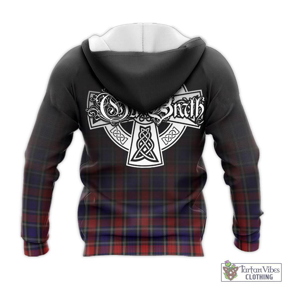 Tartan Vibes Clothing Clark (Lion) Red Tartan Knitted Hoodie Featuring Alba Gu Brath Family Crest Celtic Inspired