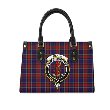 Clark Red Tartan Leather Bag with Family Crest