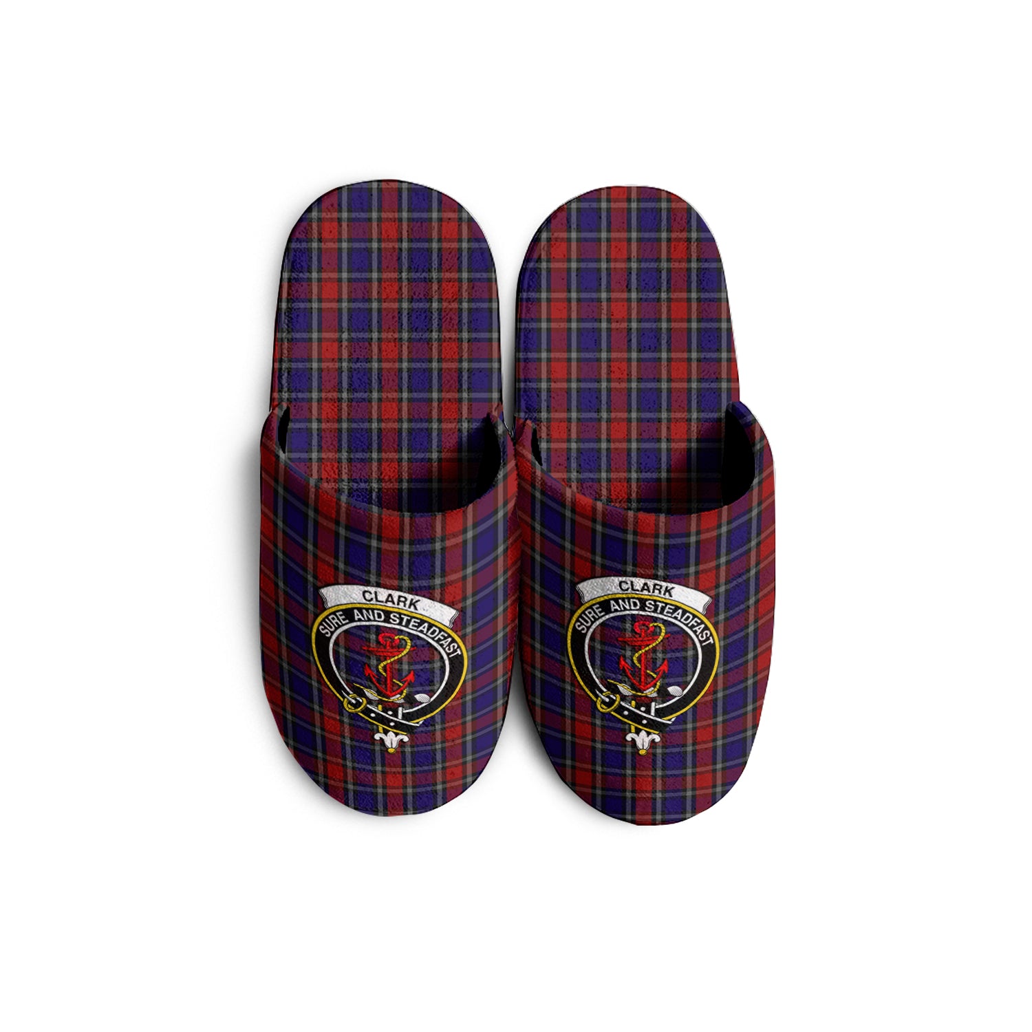 Clark Red Tartan Home Slippers with Family Crest - Tartanvibesclothing