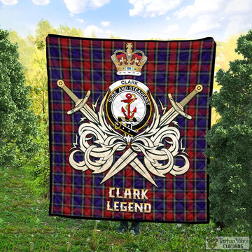 Clark Red Tartan Quilt with Clan Crest and the Golden Sword of Courageous Legacy