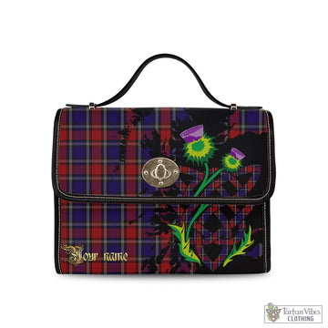 Clark Red Tartan Waterproof Canvas Bag with Scotland Map and Thistle Celtic Accents