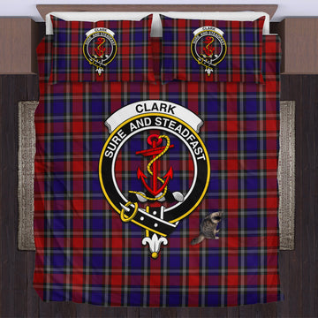 Clark Red Tartan Bedding Set with Family Crest