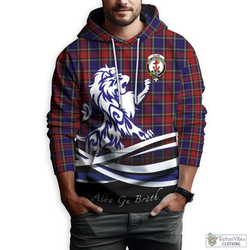 Clark Red Tartan Hoodie with Alba Gu Brath Regal Lion Emblem