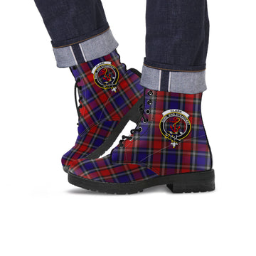 Clark Red Tartan Leather Boots with Family Crest