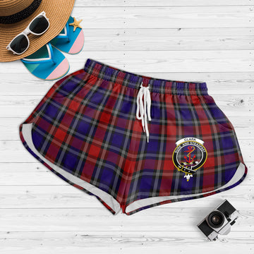 Clark Red Tartan Womens Shorts with Family Crest