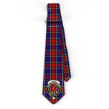 Clark Red Tartan Classic Necktie with Family Crest