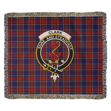 Clark Red Tartan Woven Blanket with Family Crest