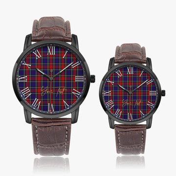 Clark Red Tartan Personalized Your Text Leather Trap Quartz Watch