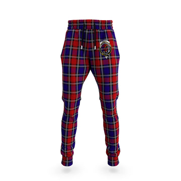 Clark Red Tartan Joggers Pants with Family Crest