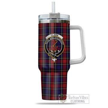 Clark Red Tartan and Family Crest Tumbler with Handle