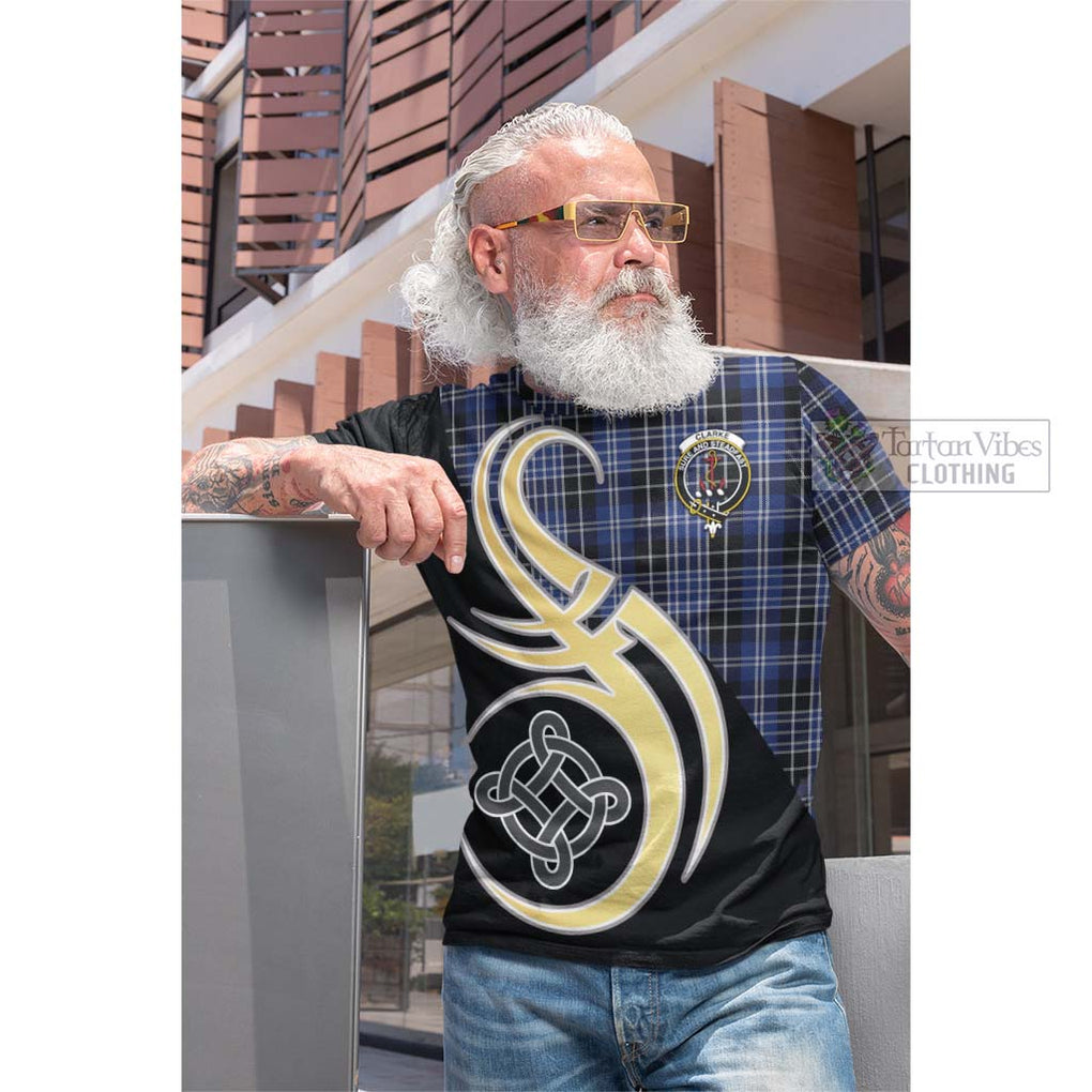 Clarke Tartan Cotton T-shirt with Family Crest and Celtic Symbol Style Men's Shirt - Tartan Vibes Clothing