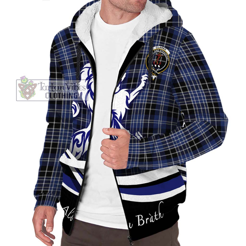 Clarke Tartan Sherpa Hoodie with Alba Gu Brath Regal Lion Emblem Unisex S - Tartan Vibes Clothing