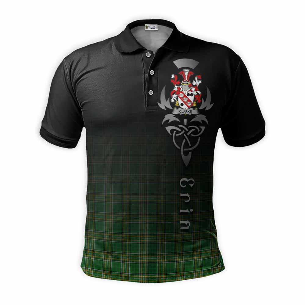 Tartan Vibes Clothing Clarke Irish Clan Polo Shirt with Coat of Arms Erin Go Bragh Celtic Inspired