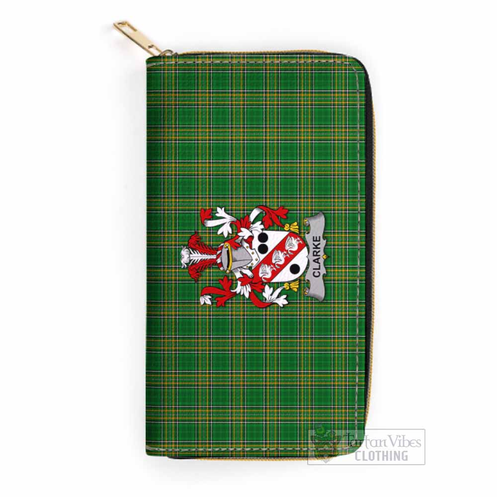 Clarke Irish Clan Tartan Women's Leather Wallet with Coat of Arms One Size 19.7*10.5*3.5 cm - Tartan Vibes Clothing