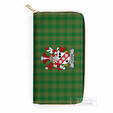 Clarke Irish Clan Tartan Women's Leather Wallet with Coat of Arms