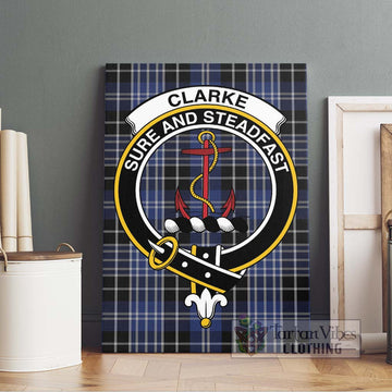 Clarke Tartan Canvas Print Wall Art with Family Crest