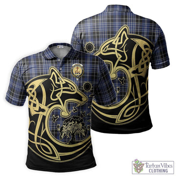 Clarke Tartan Polo Shirt with Family Crest Celtic Wolf Style Kid - Tartan Vibes Clothing