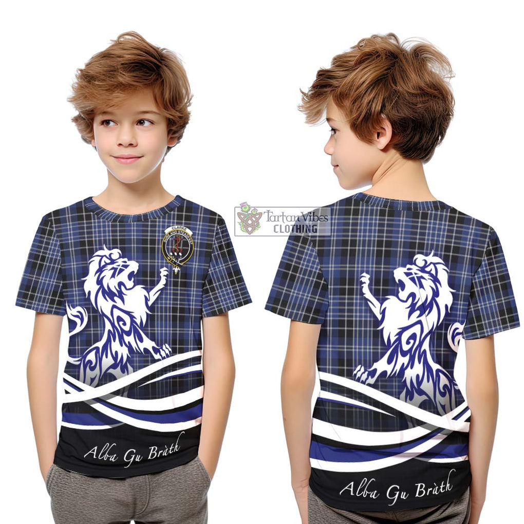 Clarke Tartan Kid T-Shirt with Alba Gu Brath Regal Lion Emblem Youth XL Size14 - Tartan Vibes Clothing