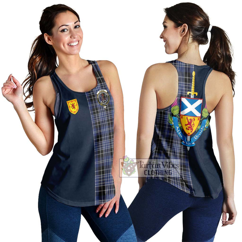 Clarke Tartan Women's Racerback Tanks Alba with Scottish Lion Royal Arm Half Style 4XL - Tartan Vibes Clothing