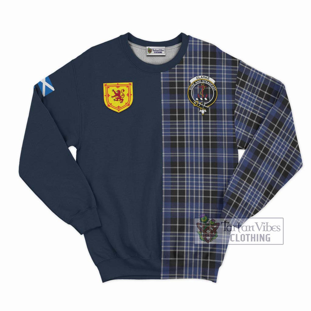 Clarke Tartan Sweatshirt Alba with Scottish Lion Royal Arm Half Style Unisex - Tartan Vibes Clothing